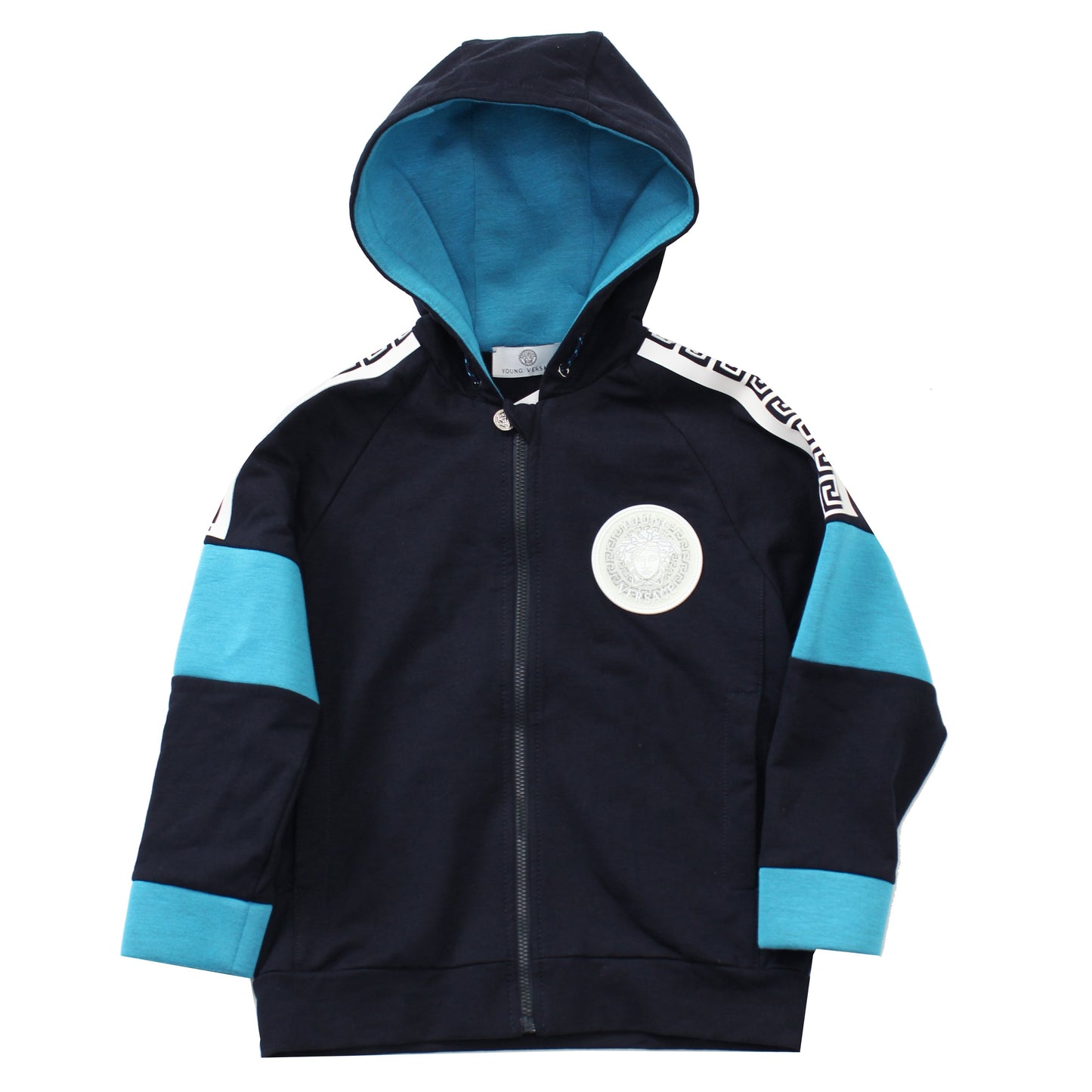 Boys 3D Medusa Long Sleeve Hoodie-Blue Aqua