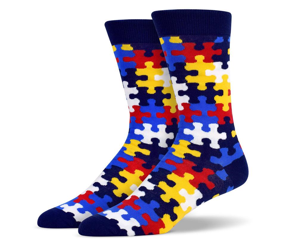 Black Yellow Blue Red Puzzle Socks