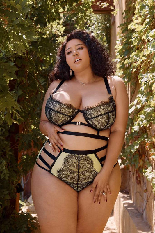 GABI FRESH DEVON BLACK/LIME LACE STRAPPY BRA B - H