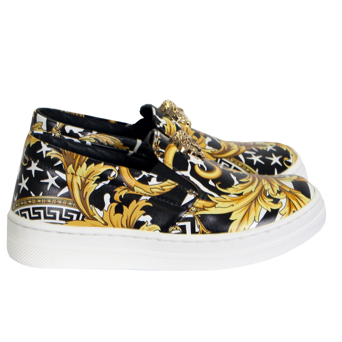 Kids Barocco Print Sneakers - Black/Gold/White