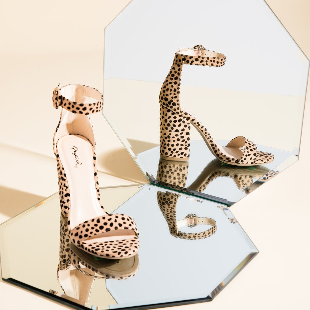 Lake-01 Tan Black Leopard Ankle Strap Sandal