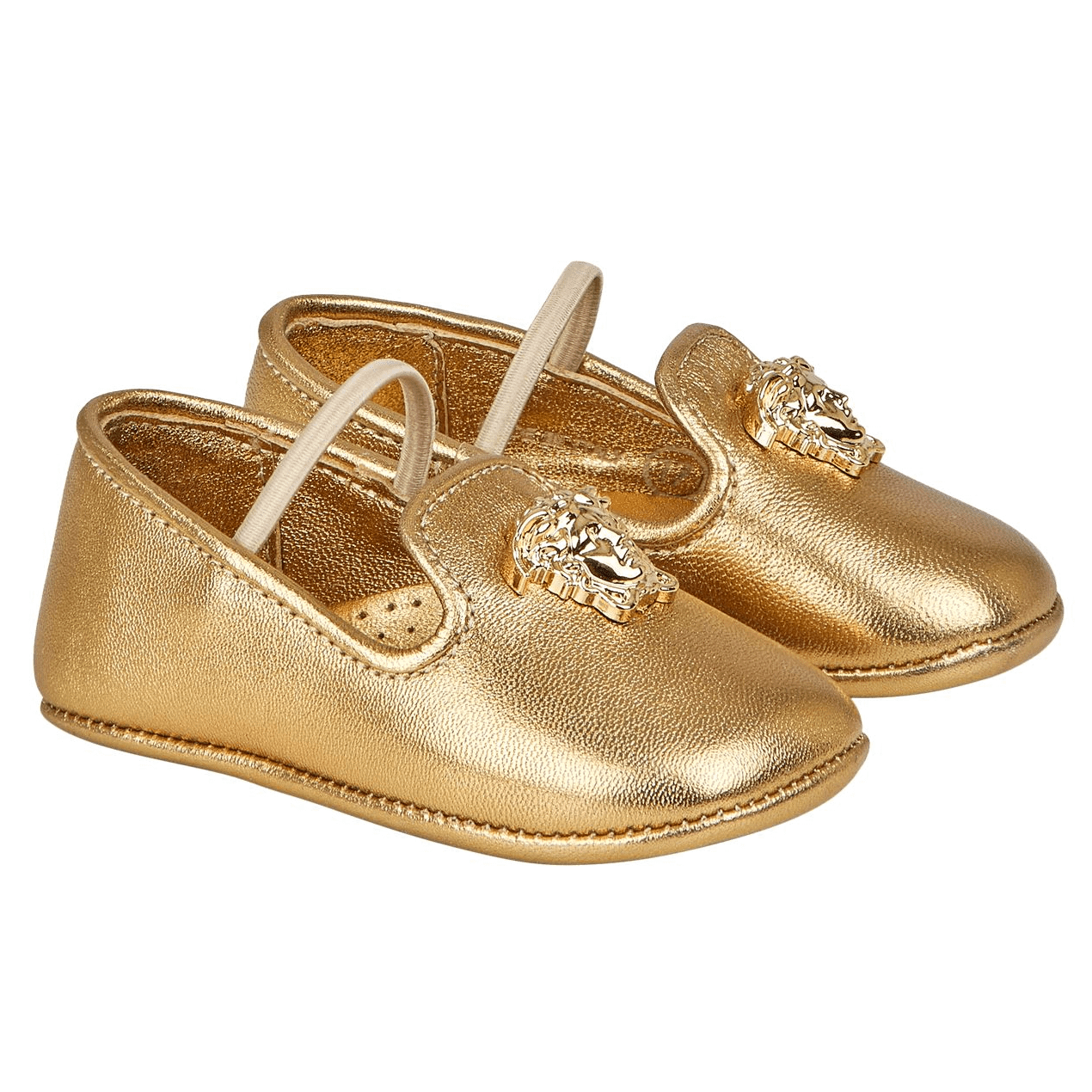 Newborn Baby Crib Shoes with Medusa-Gold