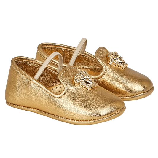 Newborn Baby Crib Shoes with Medusa-Gold