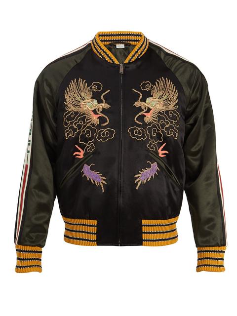 Dragon Embroidered Bomber Jacket